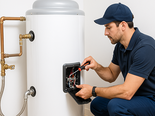 Technician repair water heater